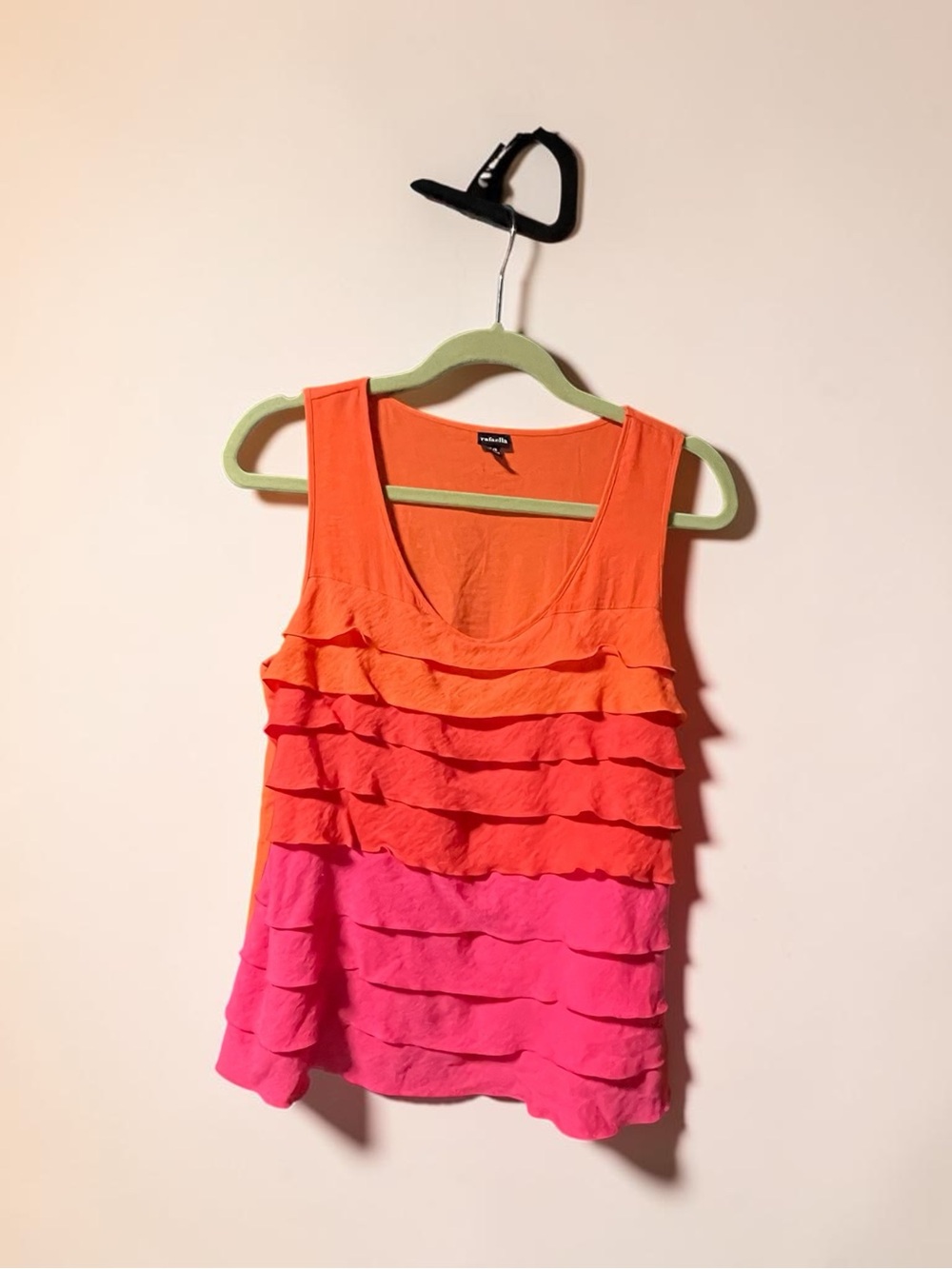 Rafaella Colorblock Ruffle Tank Top in Orange and Pink